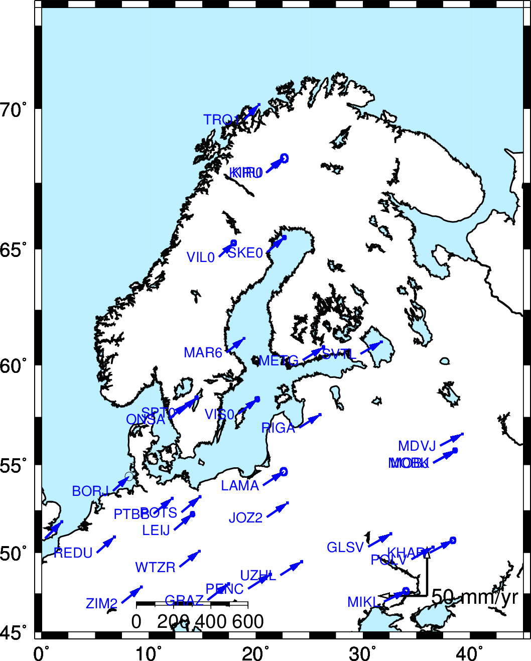 ESA has no stations in North Western Europe.