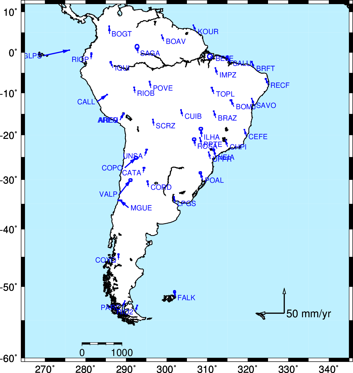 ESA has no stations in South America.