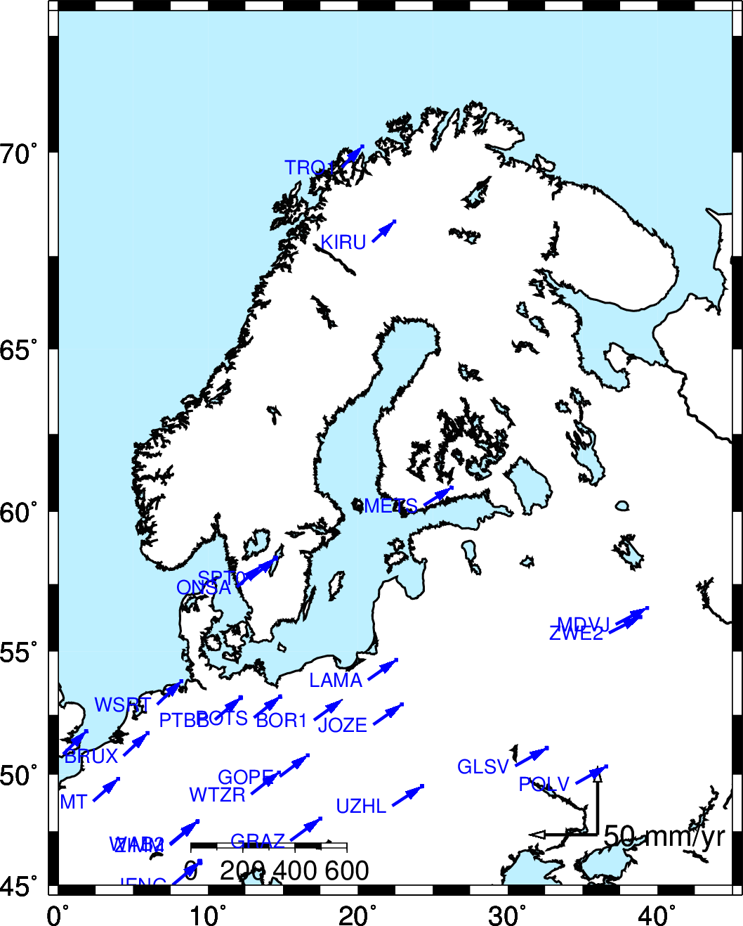 GFZ has no stations in North Western Europe.