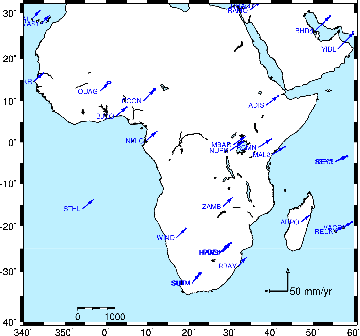NGS has no stations in Africa.