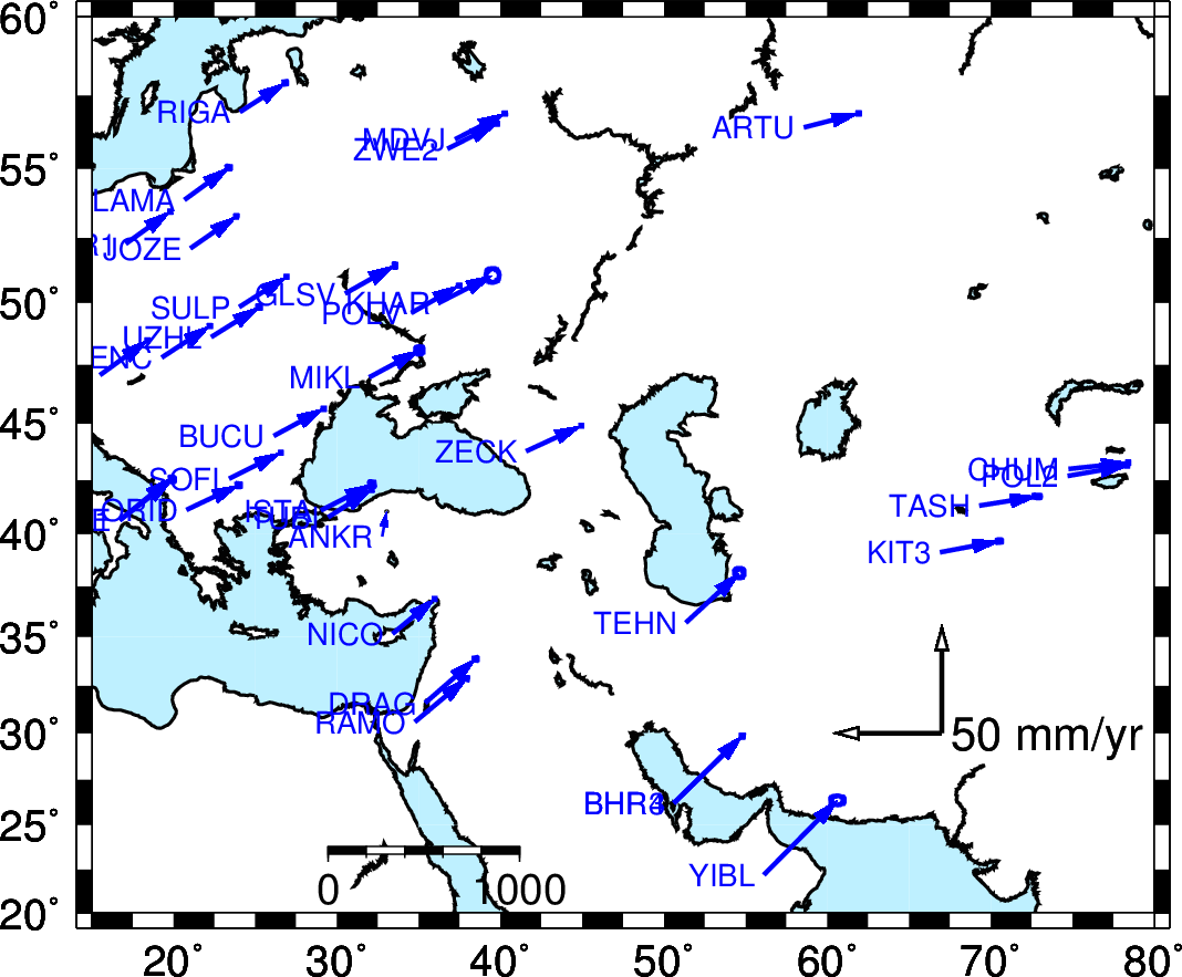 NGS has no stations in Eastern Europe.