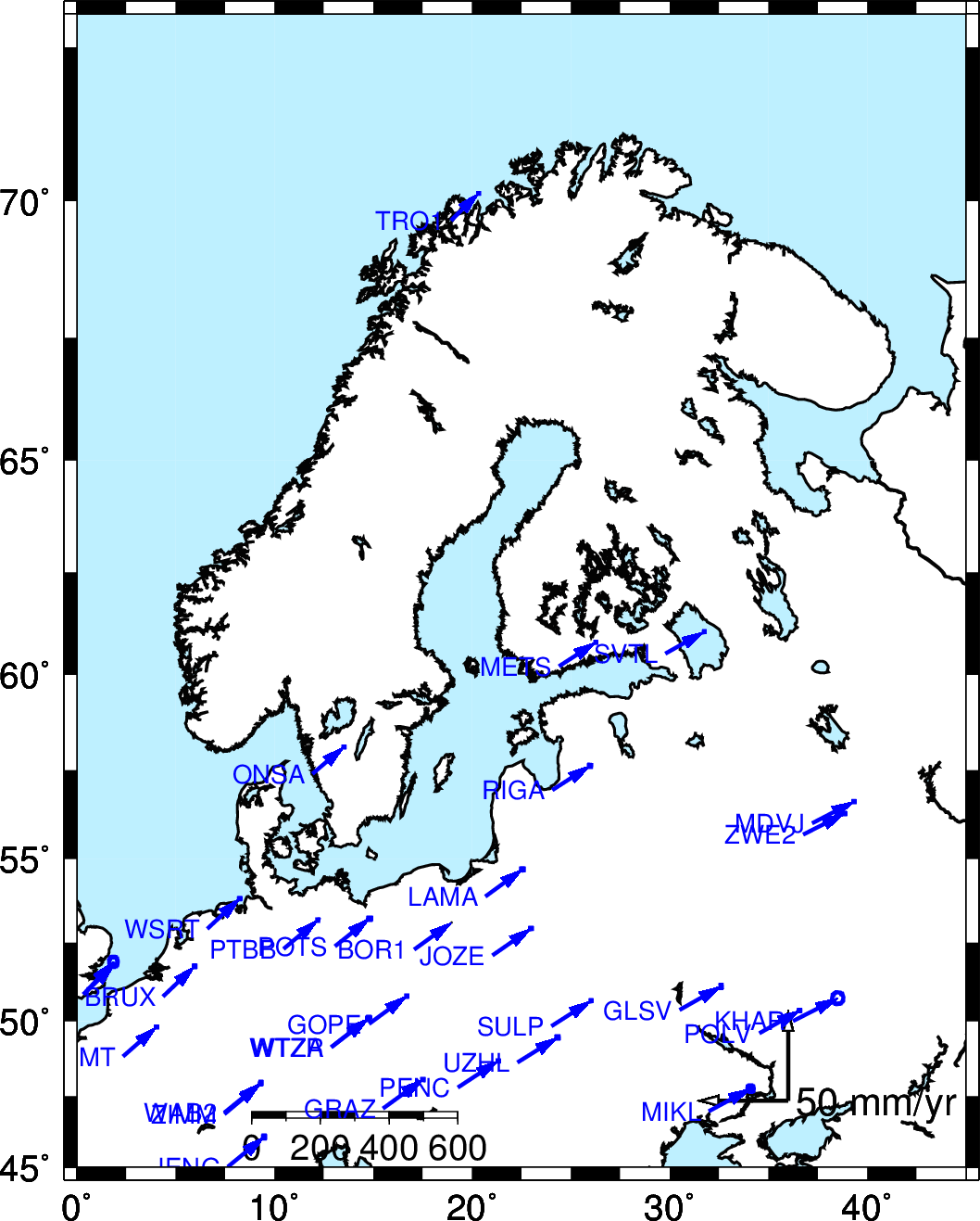 NGS has no stations in North Western Europe.
