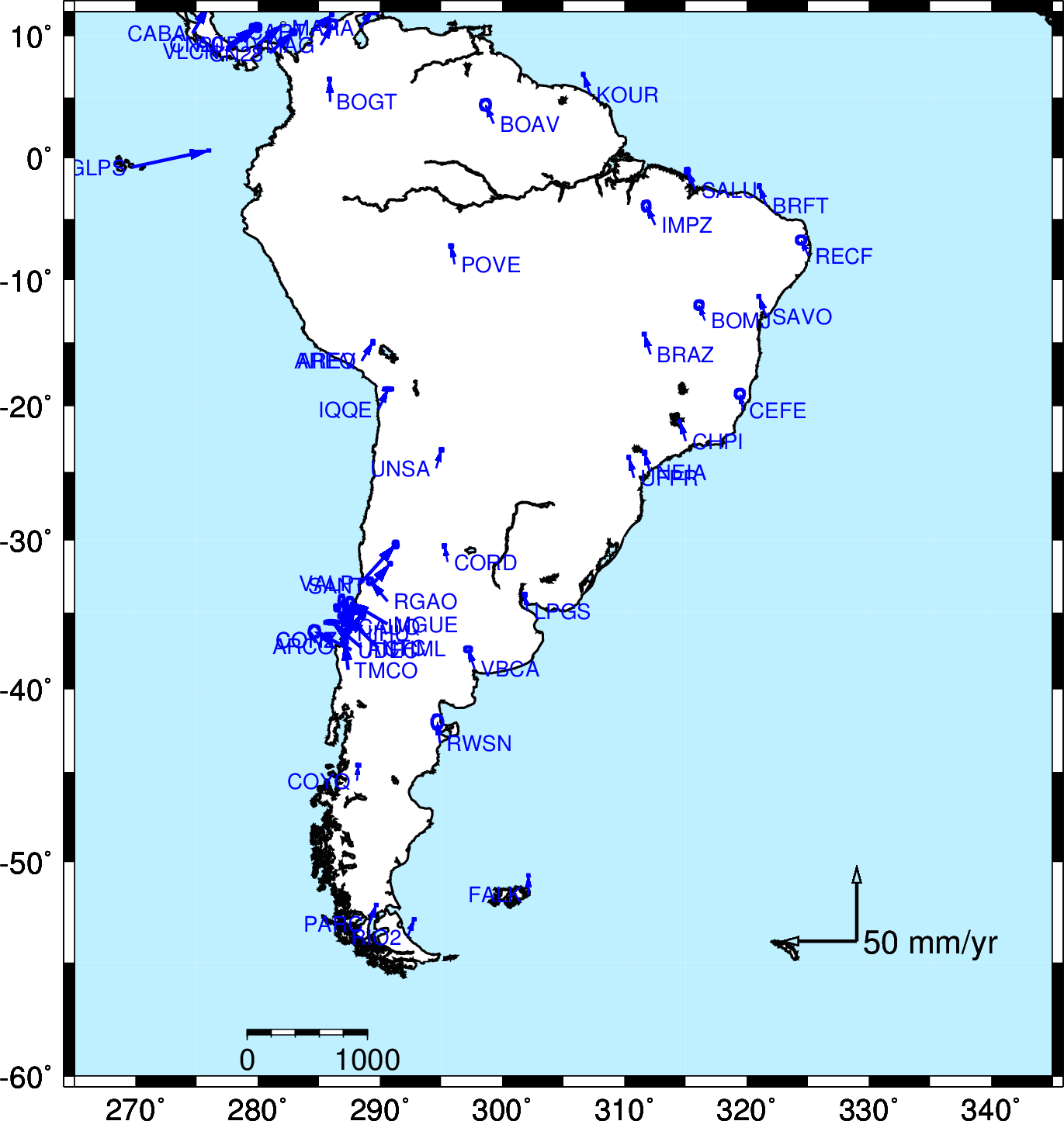 SIO has no stations in South America.